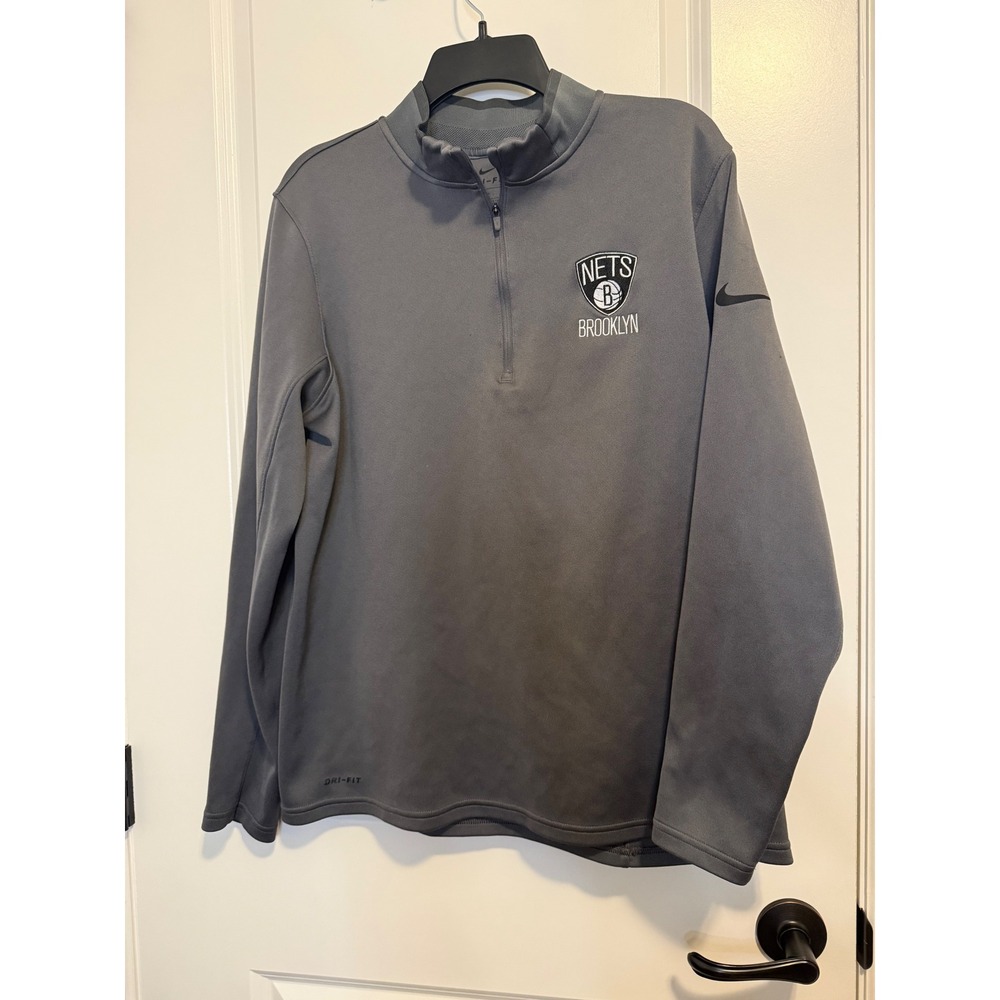 Nike Brooklyn Nets Quarter Zip Mens Large Gray Excellent Dri-FIT NBA Basketball